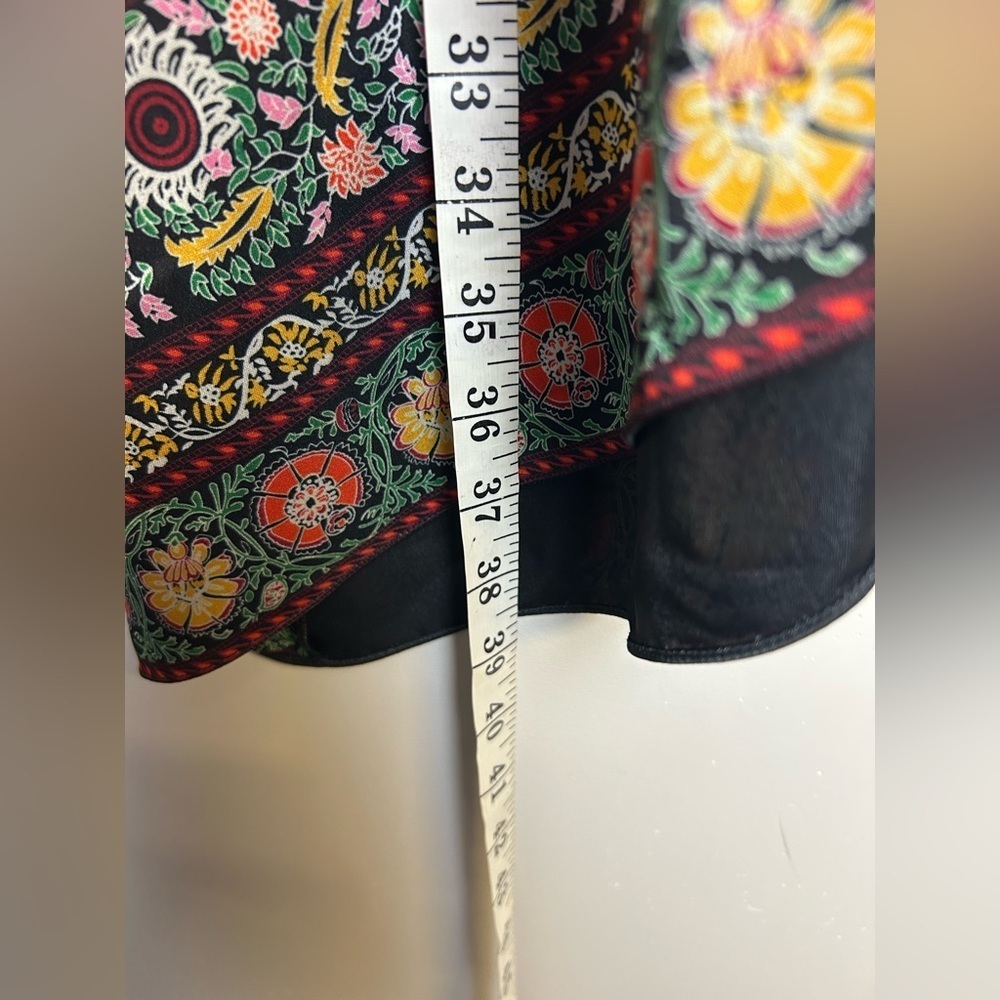 NWT $350 Alice + Olivia Natalina Sz 10 black floral-print asymmetric midi skirt - Picture 10 of 16